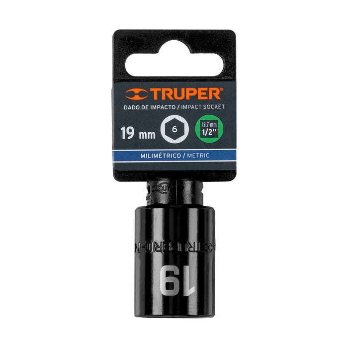 Dado cuadro 1/2' de impacto 6 puntas de 19 mm, Truper 12419 D-7419-M