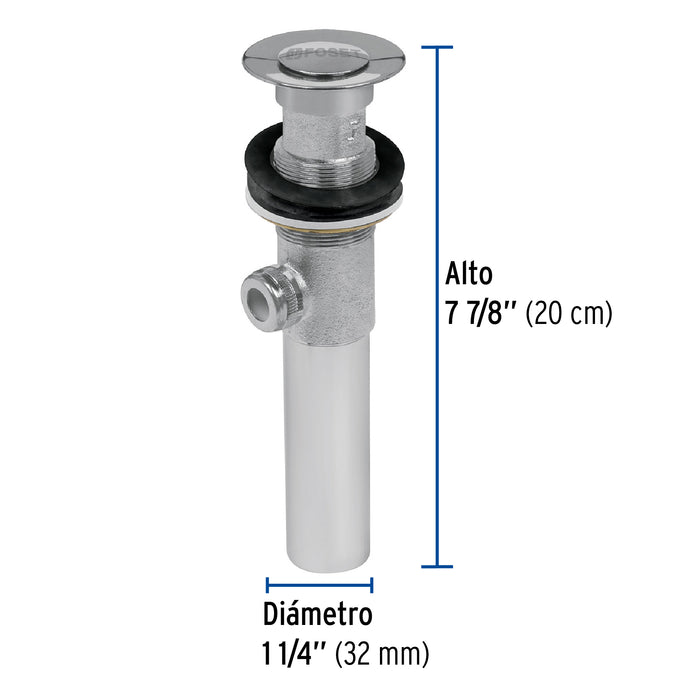 Contra p/lavabo c/rebosadero y sist automático, cromo, 1-1/4 49441