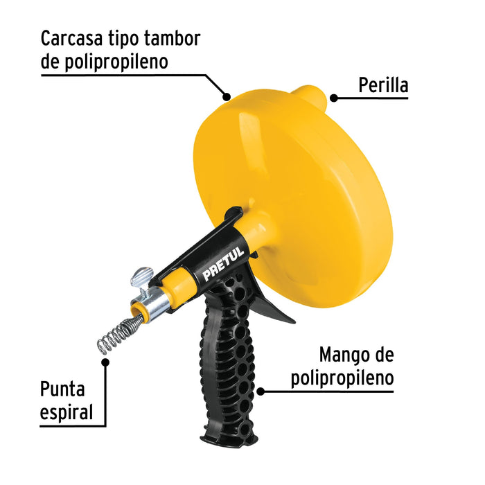 Destapacaños de 7.6 m manual con mango, Pretul 22881 DECA-25P