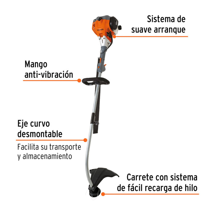 Desbrozadora a gasolina 30cc mango tipo 'D', 17'corte, curva 12498 DES-30C