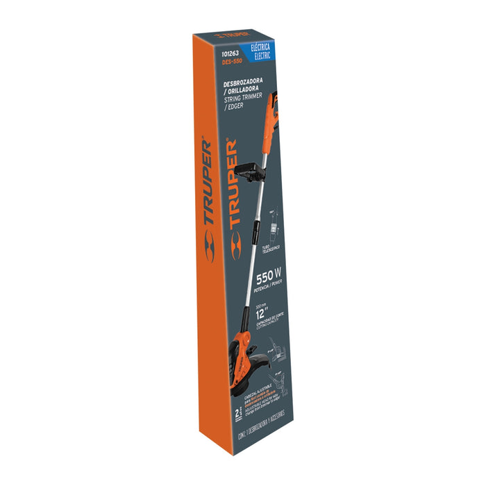 Desbrozadora eléctrica 550 W mango 'D', 13' corte, Truper 101263 DES-550