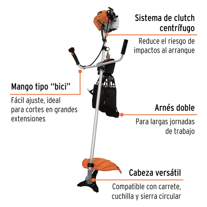 Desmalezadora a gasolina 63 cc mango tipo 'bici', 17' corte 12671 DES-63