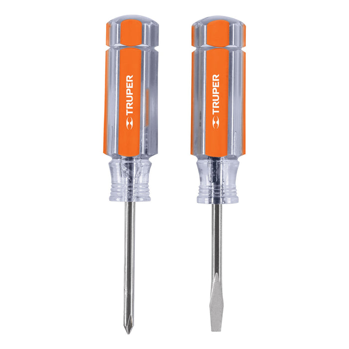 Dúo de mini desarmadores mango de acetato, Truper 14199 DES-MINI-2