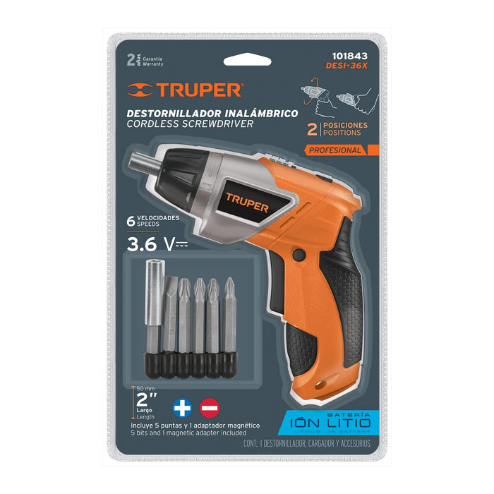 Destornillador inalámbrico 3.6 V, Truper 17033 DESI-36