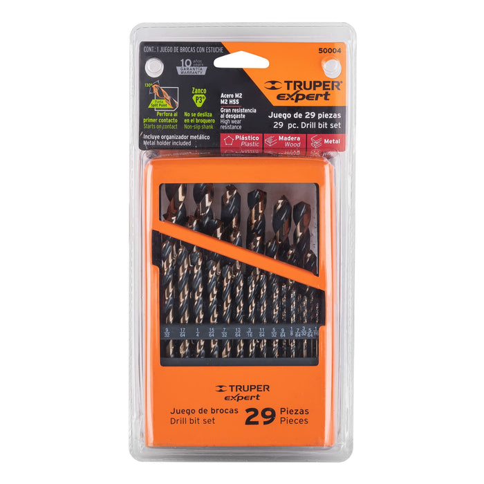 Juego de 29 brocas HSS para metal en estuche, Truper Expert 50004 DESP-BAV-29C