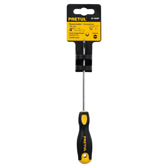 Desarmador cabinet 1/8 x 4' mango Comfort Grip, Pretul 21486