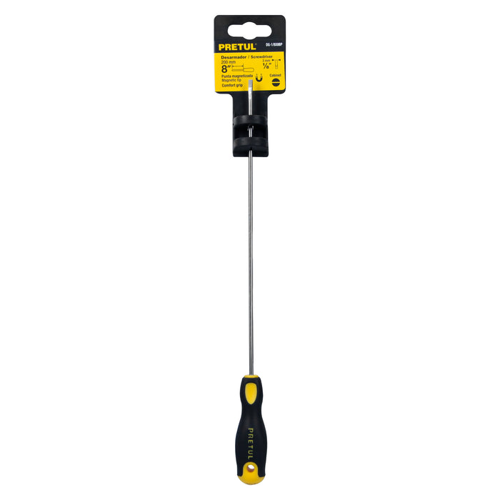 Desarmador cabinet 1/8 x 8' mango Comfort Grip, Pretul 21488