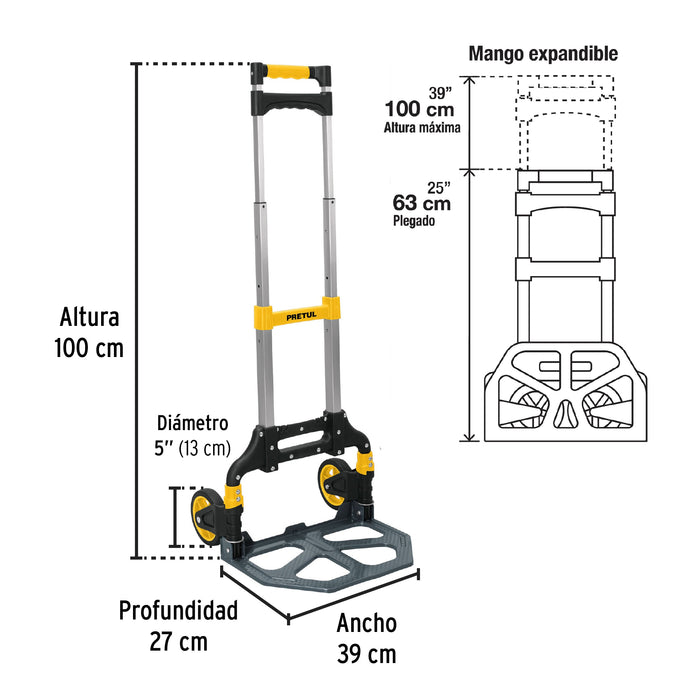 Diablo de carga, plegable, 100 kg, Pretul 24127 DIA-100P