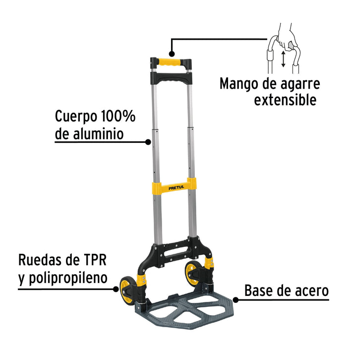 Diablo de carga de 100 kg, ruedas sólidas, balero sencillo 44475 DIA-100