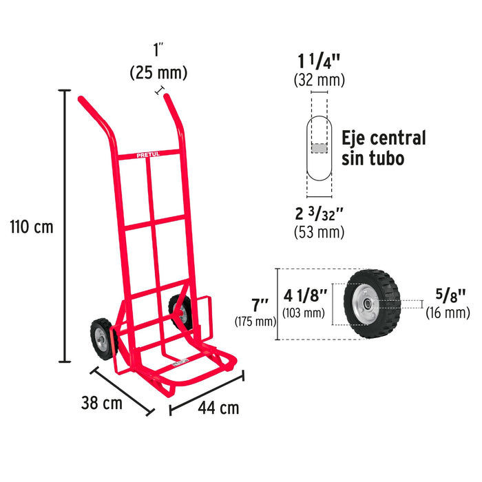 Diablo de carga de 200 kg, ruedas sólidas, balero sencillo 44476 DIA-200