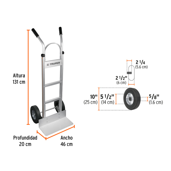 Diablo de carga de aluminio 300 kg ruedas imponchables 17245 DIA-300A