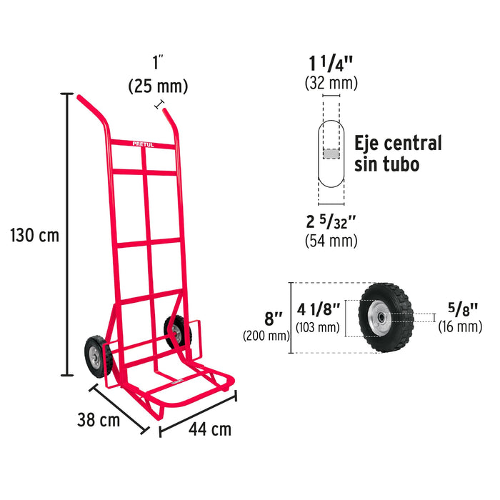 Diablo de carga de 300 kg, ruedas sólidas, doble balero 44477 DIA-300