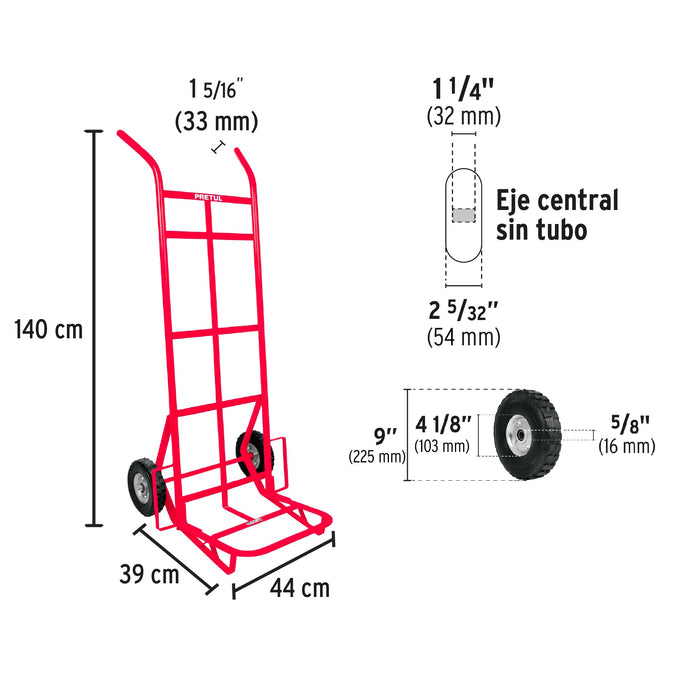 Diablo de carga de 400 kg, ruedas sólidas, doble balero 44478 DIA-400