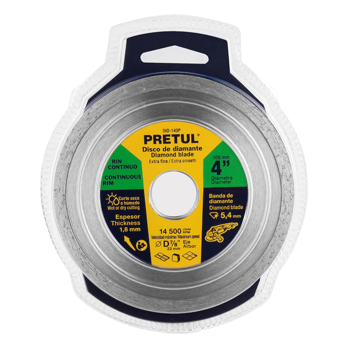 Disco de diamante de 4' x 1.6 mm rin continuo, Truper 11578 DID-140