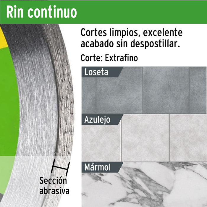 Disco de diamante de 4-1/2' x 1.8 mm rin continuo, Pretul 21009 DID-145P
