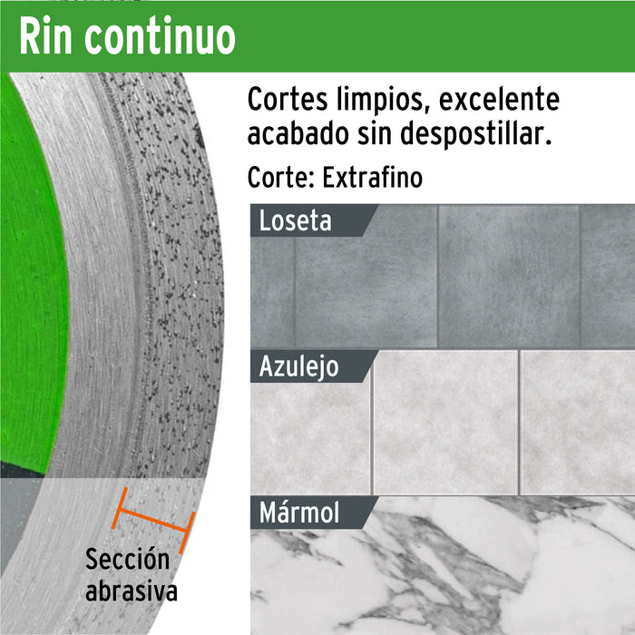 Disco de diamante de 7' x 2.2 mm rin continuo, Truper 11579 DID-170