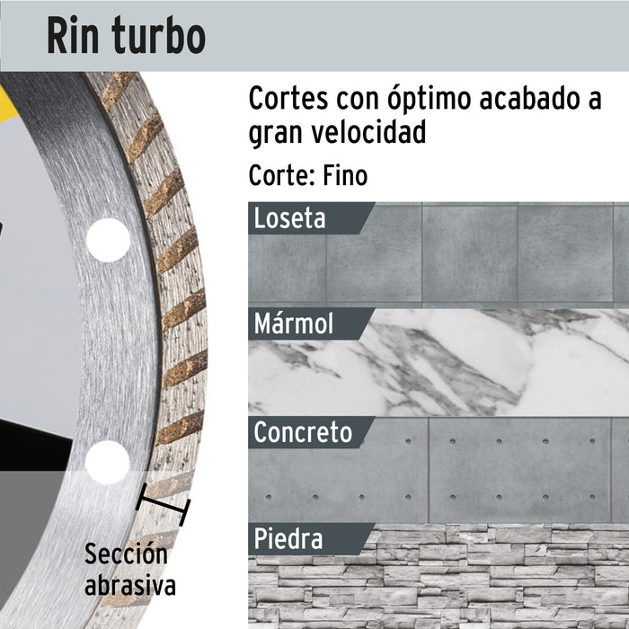Disco de diamante de 7' x 1.6 mm rin turbo, Pretul 27018 DID-270P