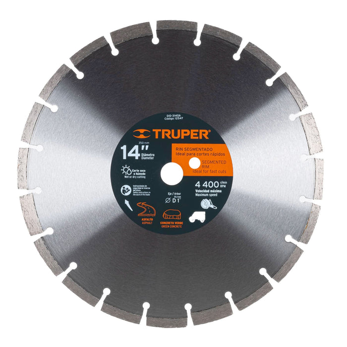 Disco de diamante de 14' x 2.8 mm corte asfalto y concreto 12547 DID-3140A