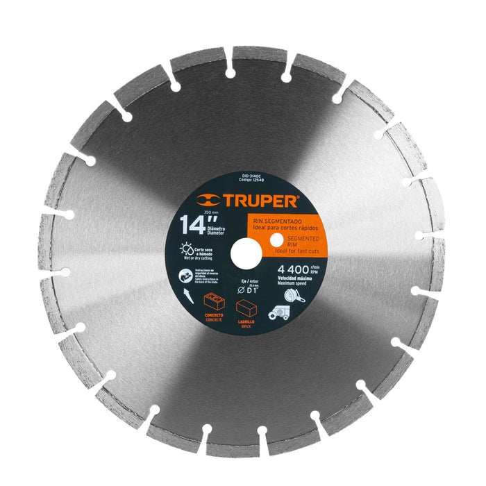 Disco de diamante de 14' x 2.8 mm corte ladrillo y concreto 12548 DID-3140C