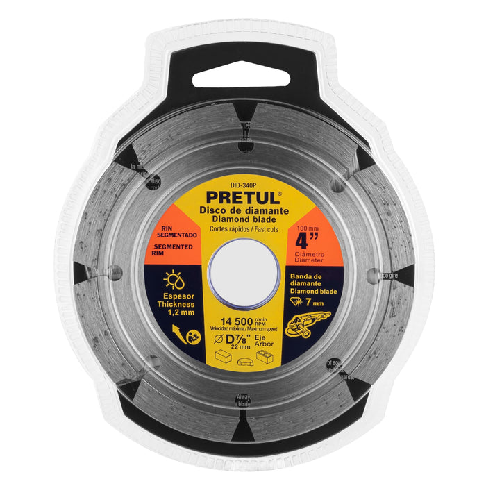 Disco de diamante de 4' x 2.1 mm rin segmentado, Truper 11581 DID-340