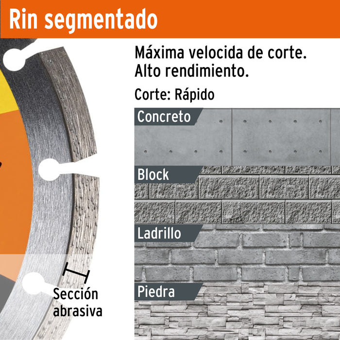 Disco de diamante de 7' x 1.6 mm rin segmentado, Pretul 27033 DID-370P