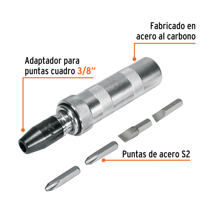 Desarmador de impacto con 4 puntas de acero S2 3/8', Expert 101176