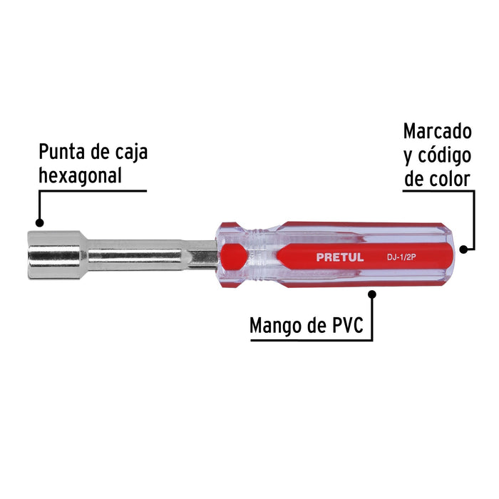 Desarmador de caja 1/2' mango de PVC, Pretul Código:29993