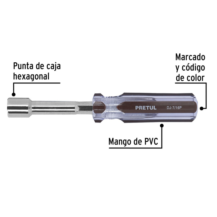 Desarmador de caja 7/16' mango de PVC, Pretul 29992