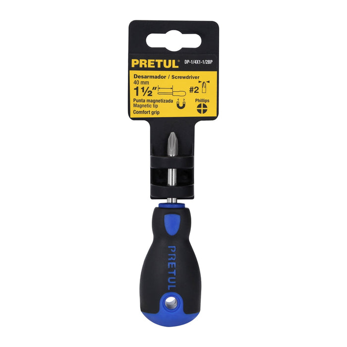 Desarmador de cruz 1/4' x 1-1/2' mango Comfort Grip, Pretul 21498