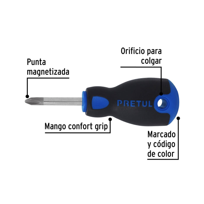 Desarmador de cruz 1/4' x 1-1/2' mango Comfort Grip, Pretul 21498