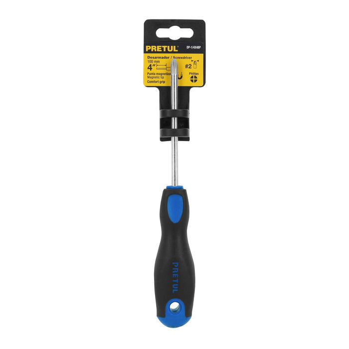 Desarmador de cruz 1/4' x 4' mango Comfort Grip, Pretul 21496