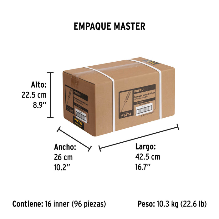 Desarmador de cruz 1/4 x 4' mango de PVC, Pretul 21474