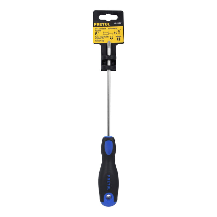Desarmador de cruz 1/4' x 6' mango Comfort Grip, Pretul 21499