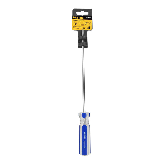 Desarmador de cruz 1/4 x 8' mango de PVC, Pretul 21475