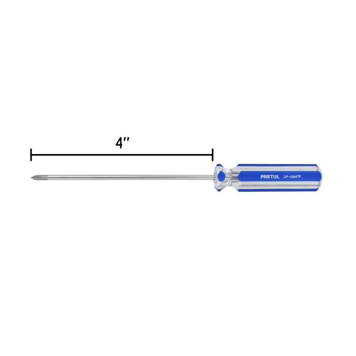 Desarmador de cruz 1/8' x 4' mango de PVC, Pretul 28076