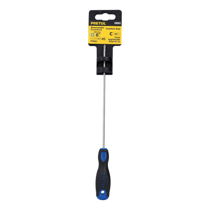 Desarmador de cruz 1/8' x 6' mango Comfort Grip, Pretul 28083