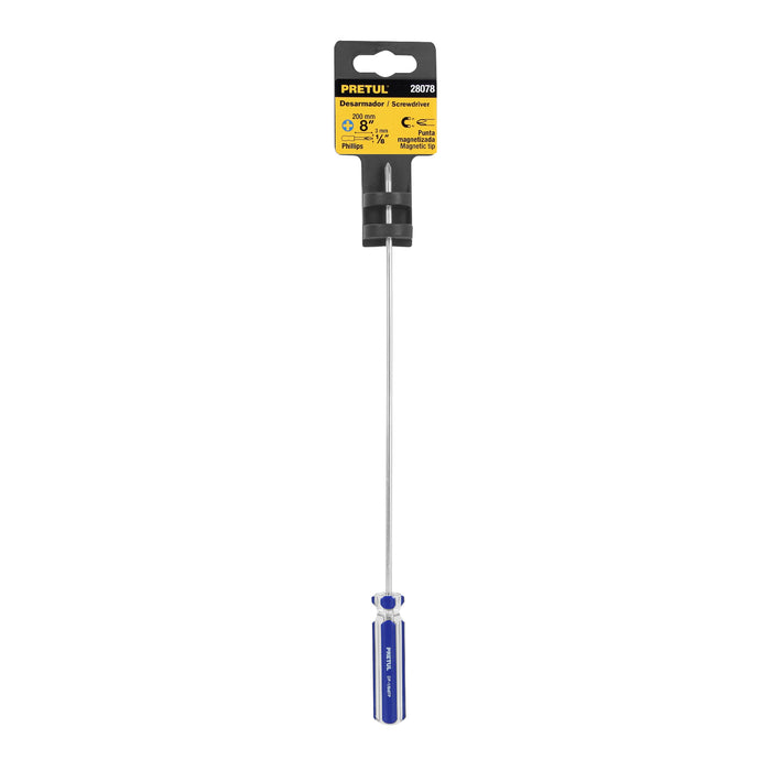 Desarmador de cruz 1/8' x 8' mango de PVC, Pretul 28078