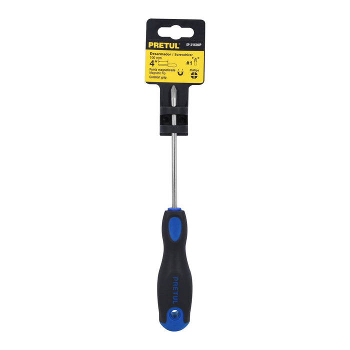 Desarmador de cruz 3/16' x 4' mango Comfort Grip, Pretul 21495