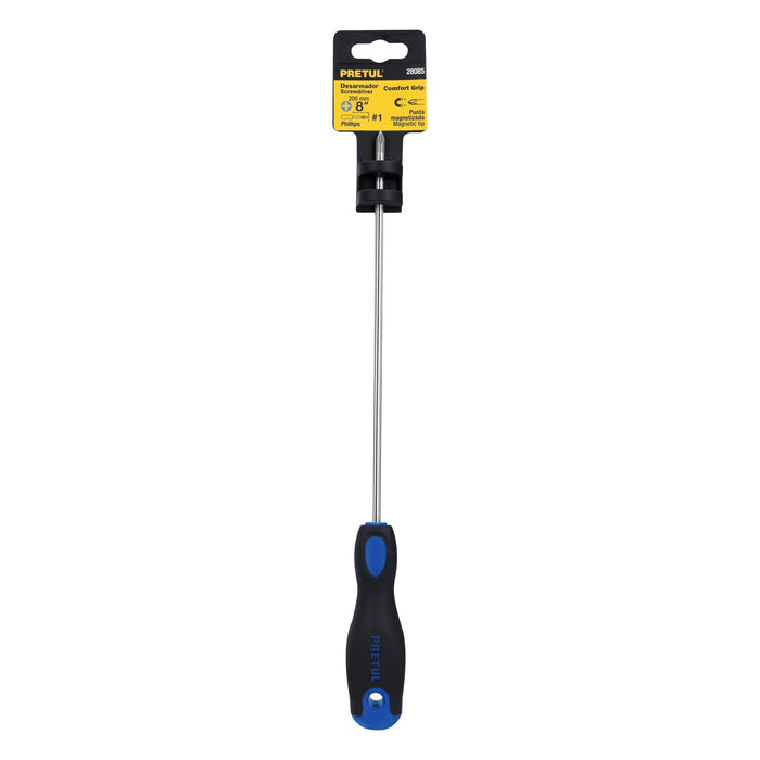 Desarmador de cruz 3/16' x 8' mango Comfort Grip, Pretul 28085