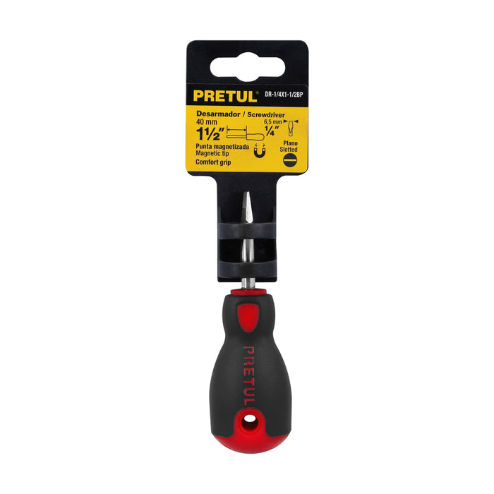 Desarmador plano 1/4' x 1-1/2'mango Comfort Grip, Pretul 21483