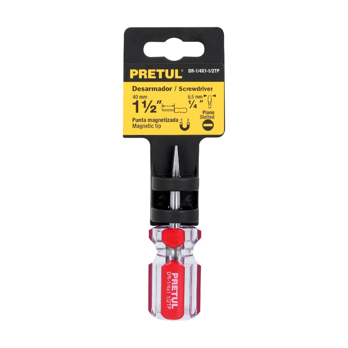 Desarmador plano 1/4 x 1-1/2' mango de PVC, Pretul 21461