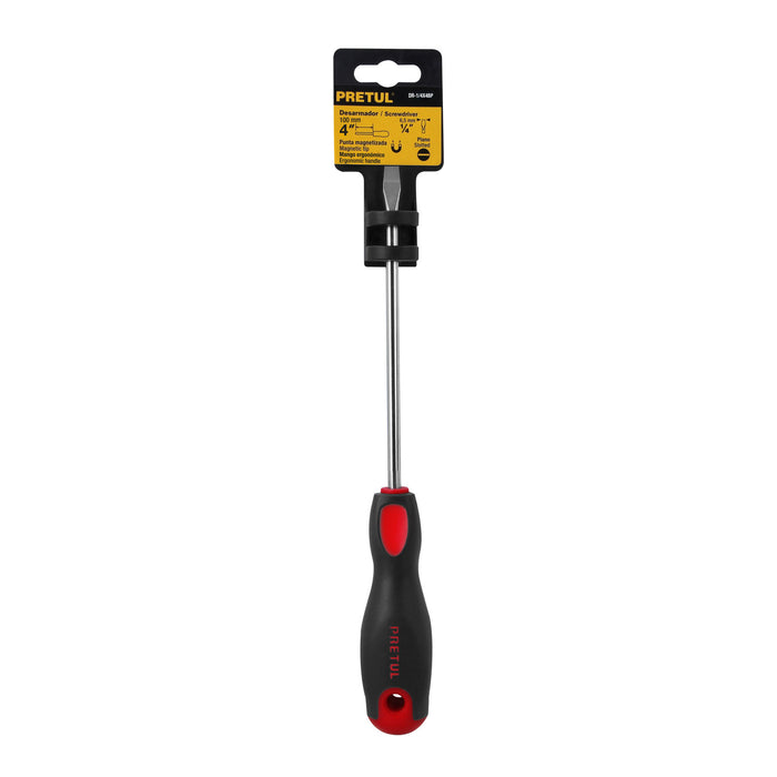 Desarmador plano 1/4' x 4'mango Comfort Grip, Pretul 21481
