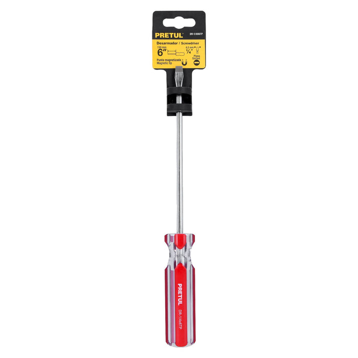 Desarmador plano 1/4 x 6' mango de PVC, Pretul 21462