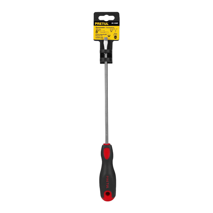 Desarmador plano 1/4' x 8'mango Comfort Grip, Pretul 21482