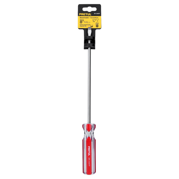 Desarmador plano 1/4 x 8' mango de PVC, Pretul 21460