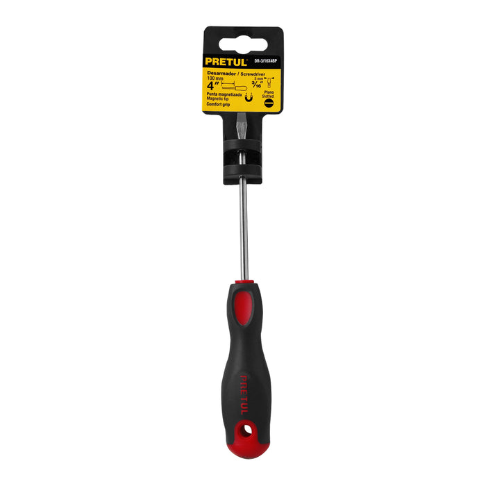 Desarmador plano 3/16 x 4' mango Comfort Grip, Pretul 21480