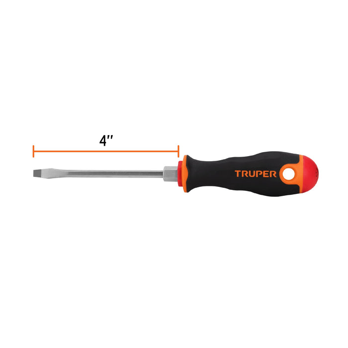 Desarmador plano 3/16' x 4' mango Comfort Grip, Truper Código: 13992