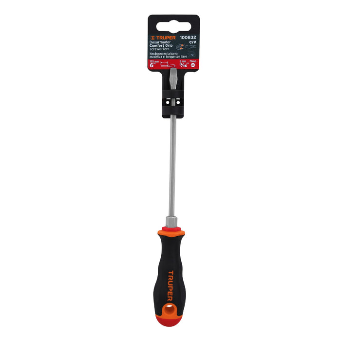 Desarmador plano 3/16' x 6' mango Comfort Grip, Truper Código:  100832