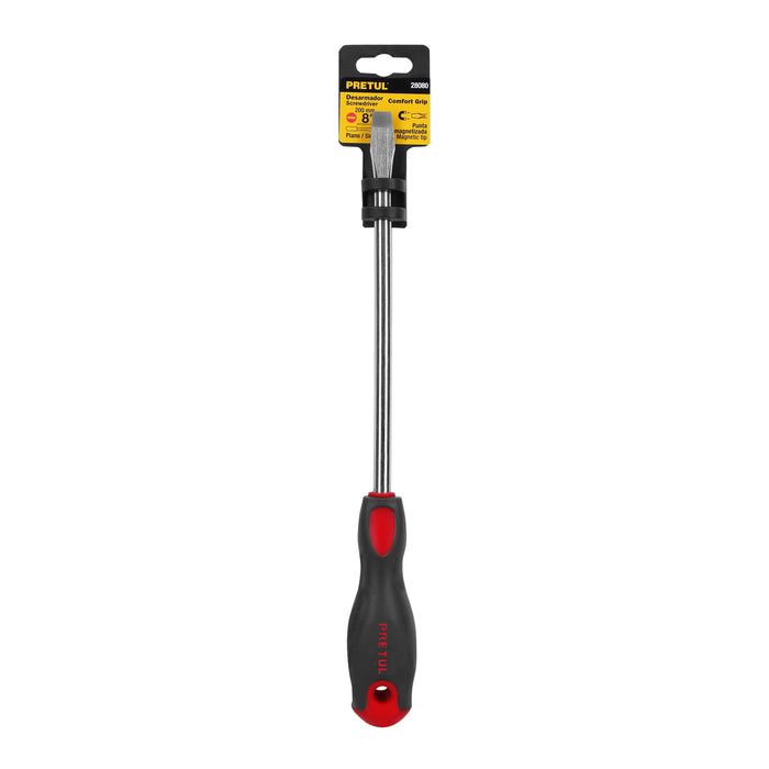 Desarmador plano 3/8' x 8' mango Comfort Grip, Pretul 28080