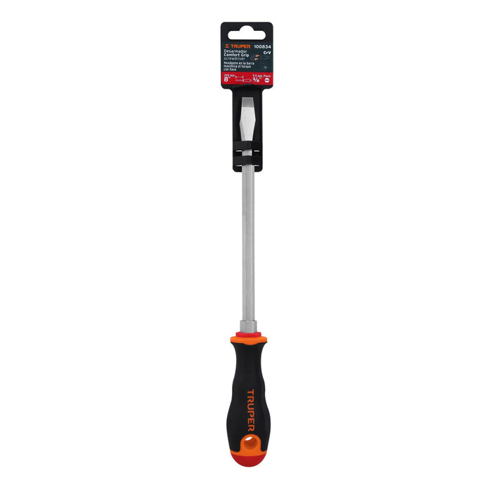 Desarmador plano 3/8' x 8' mango Comfort Grip, Truper Código: 100834